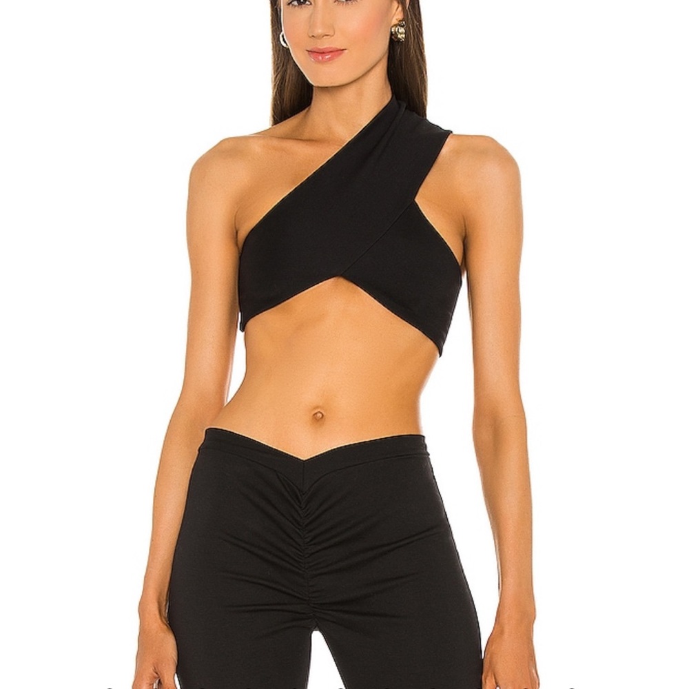 Miaou Black One-Shoulder Crop Top